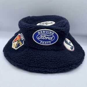 Ford Motors Bucket Hat Mens OSFA Blue Fleece Mustang Cobra Patches Cars NWOT